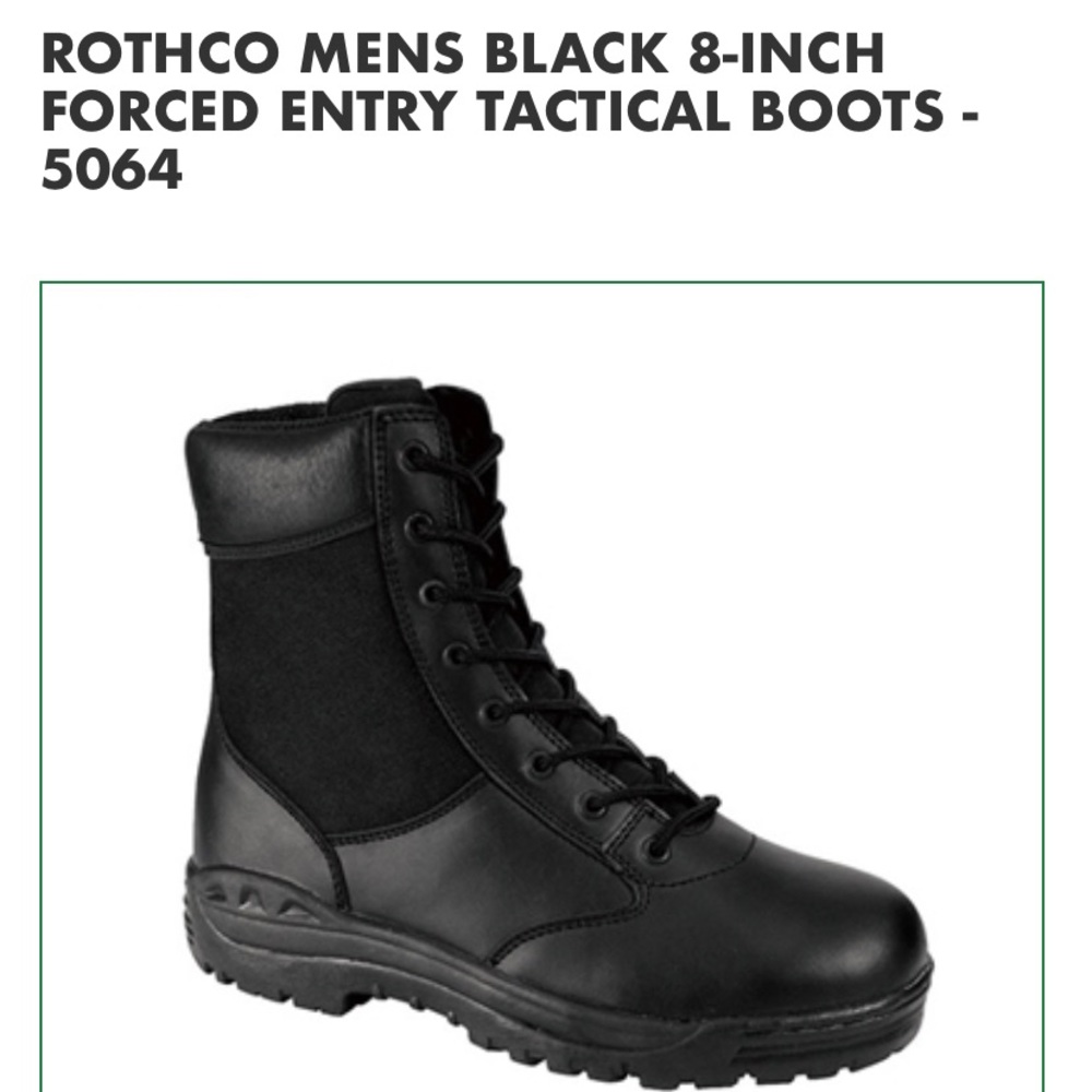 ROTHCO MENS BLACK 8" "FORCED ENTRY" TACTICAL BOOTS